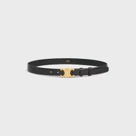 MEDIUM 25MM TRIOMPHE BELT IN TAURILLON LEATHER - BLACK CELINE at Celine